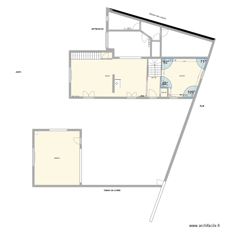 Maison Joigny extension modifications août 11. Plan de 5 pièces et 104 m2
