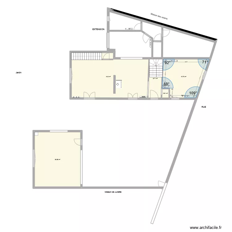 Maison Joigny extension modifications ao&ucirc;t 11. Plan de 