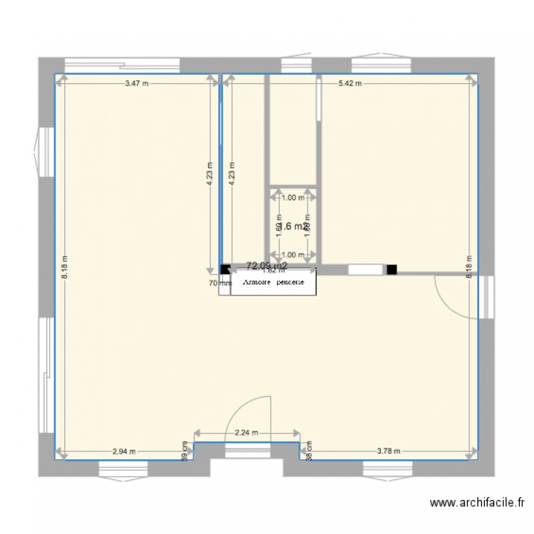 moutonne. Plan de 0 pièce et 0 m2