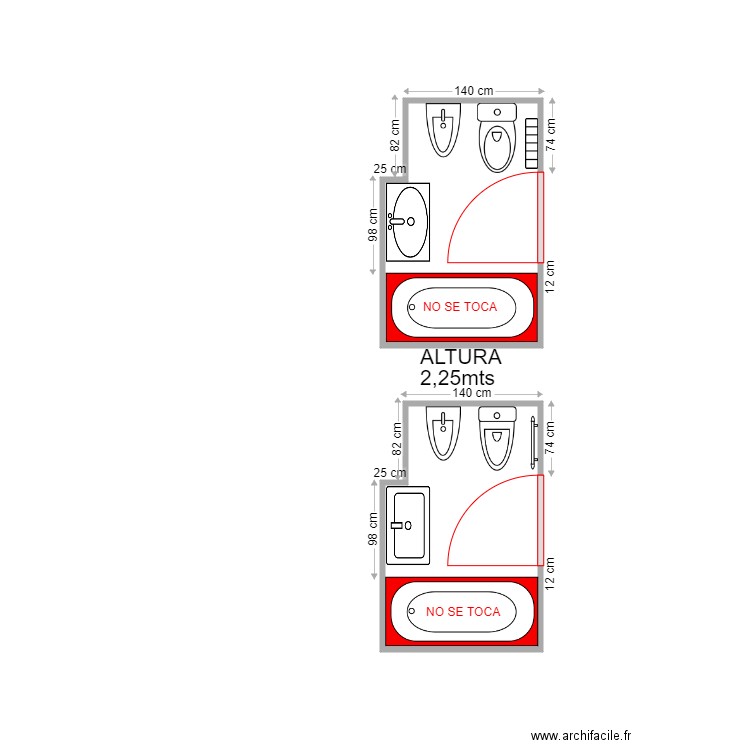 ANGELES MORENO. Plan de 2 pièces et 7 m2