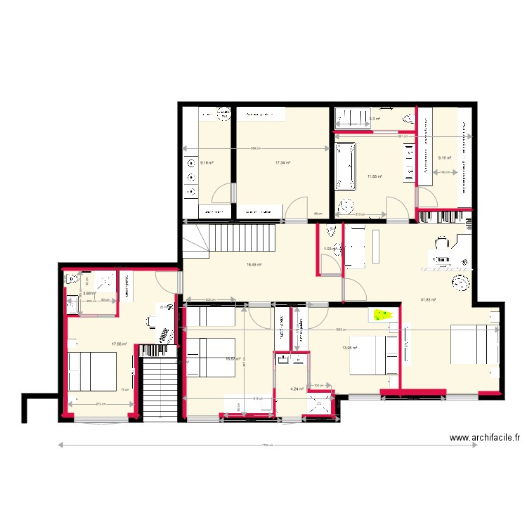 cabane6 cloisons. Plan de 0 pièce et 0 m2