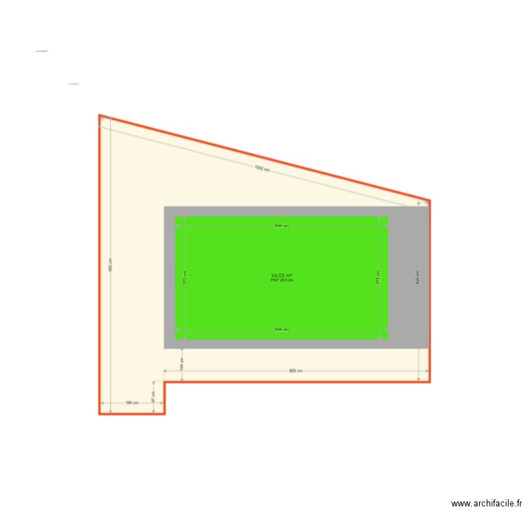 fab encombrement. Plan de 1 pièce et 24 m2