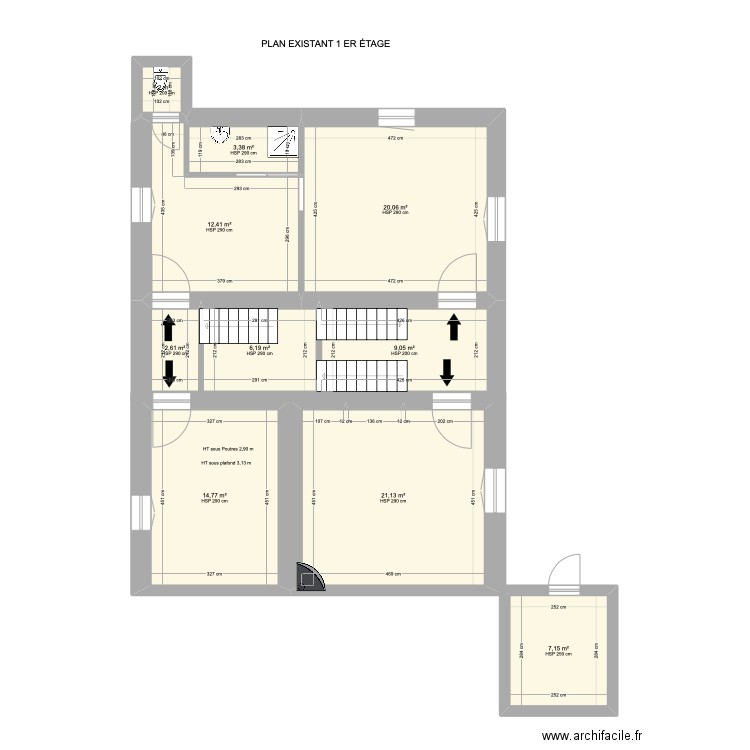 PLAN EXISTANT 1 ER ÉTAGE JB M . Plan de 10 pièces et 98 m2