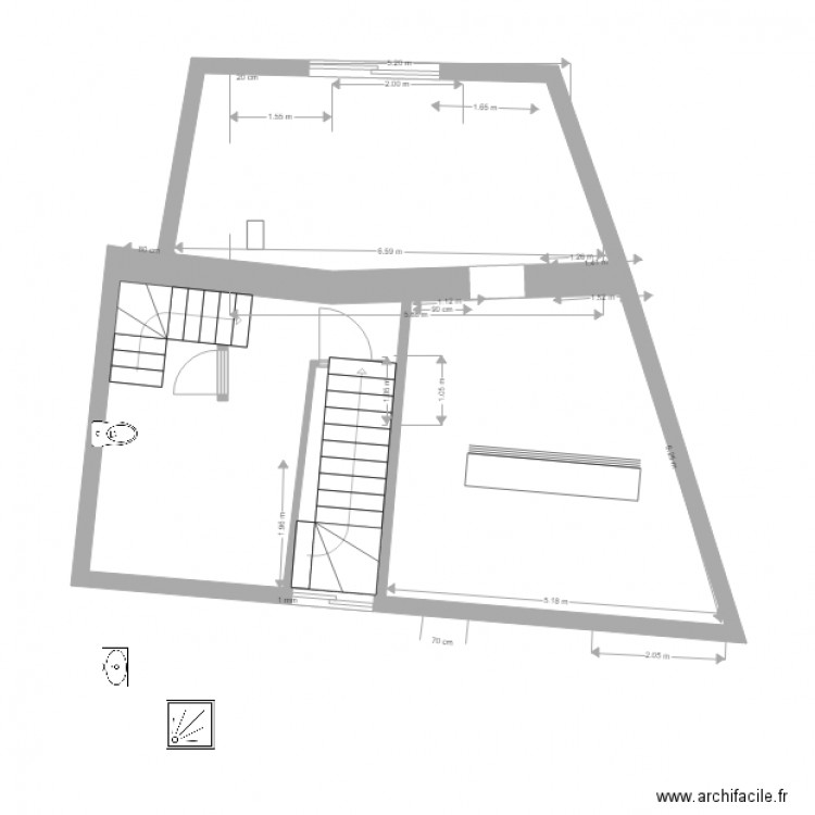 steph maison2. Plan de 3 pièces et 55 m2