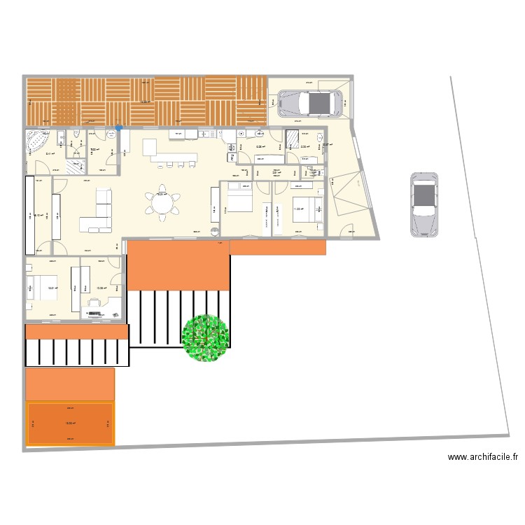 Meschers PROJET DEF TOIT PLAT. Plan de 14 pièces et 243 m2