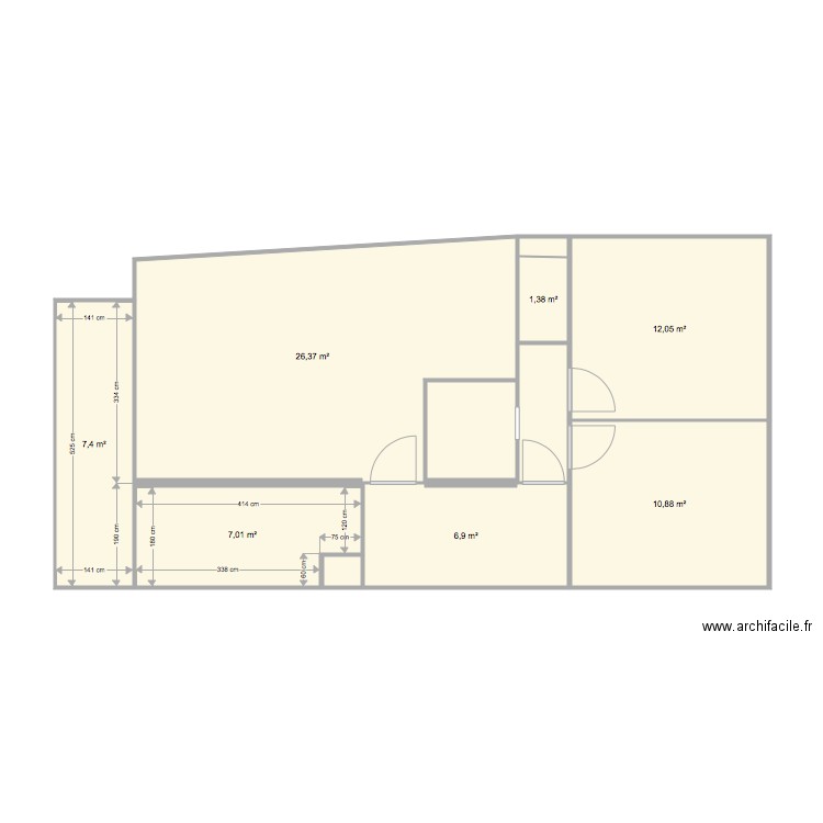 AGUESSEAU. Plan de 11 pièces et 78 m2