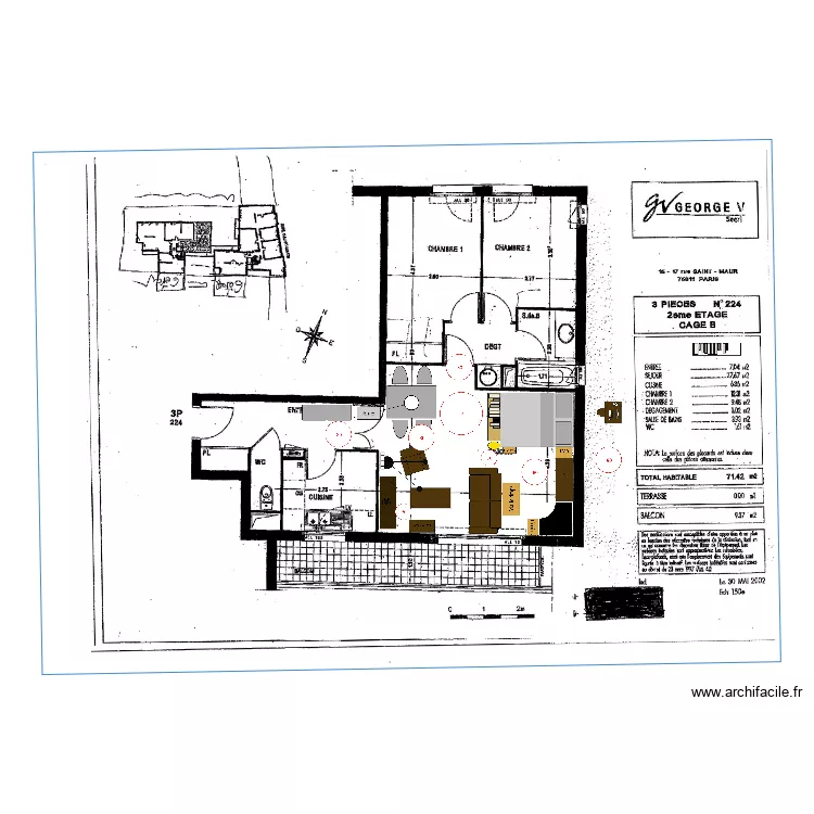 Am&eacute;nagement salon. Plan de 