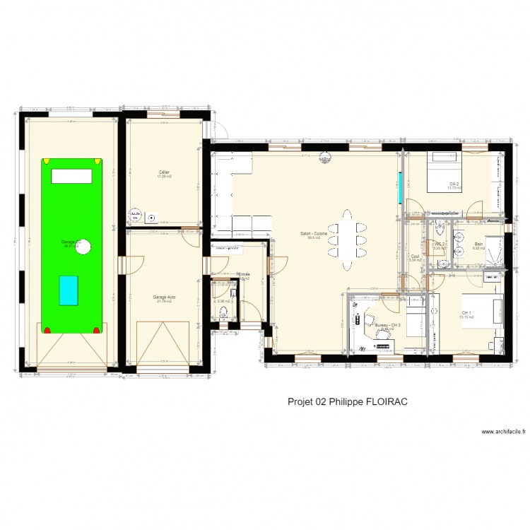 Projet Phil 02 Int Meublé et Abrit CC. Plan de 0 pièce et 0 m2
