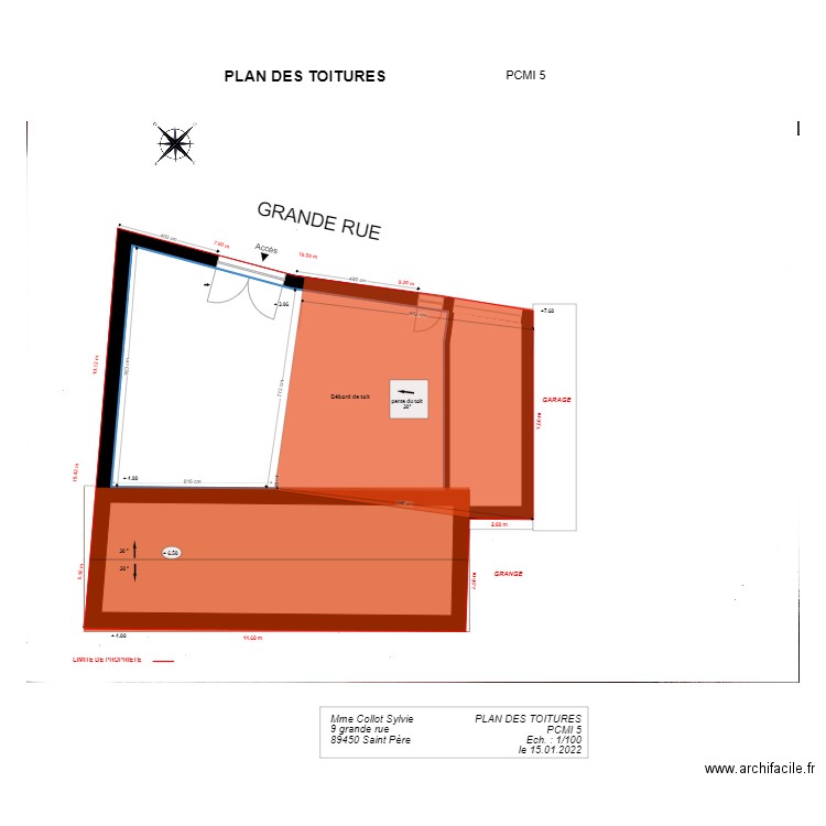 pcmi 5. Plan de 3 pièces et 175 m2