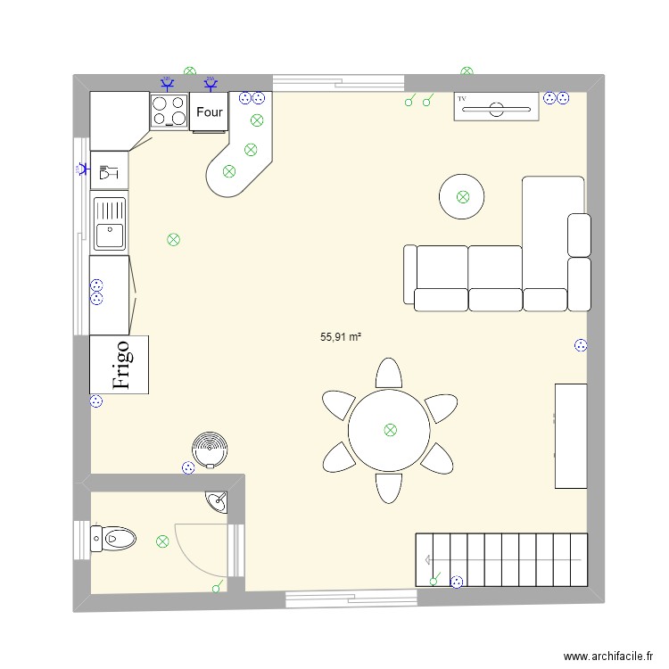 maison fanny. Plan de 1 pièce et 56 m2