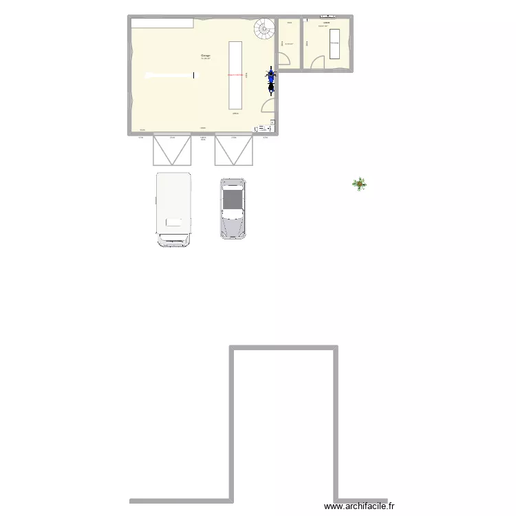 GARAGE. Plan de 3  et 89 m²