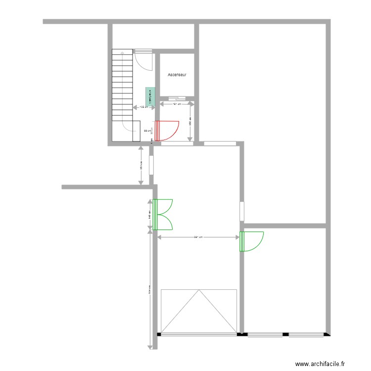 CLOISON RF ASCENCEUR CUISINE    V3. Plan de 0 pièce et 0 m2