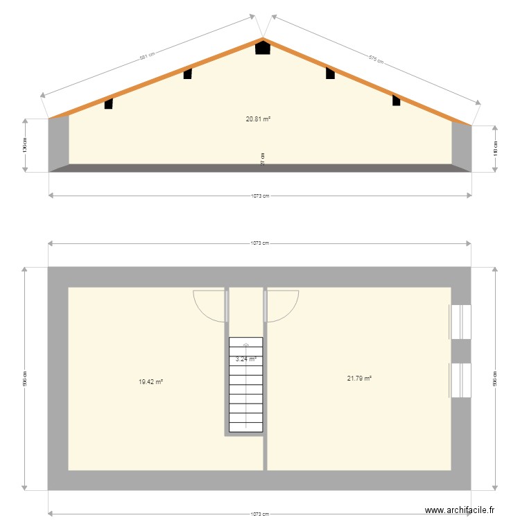 grenier. Plan de 0 pièce et 0 m2