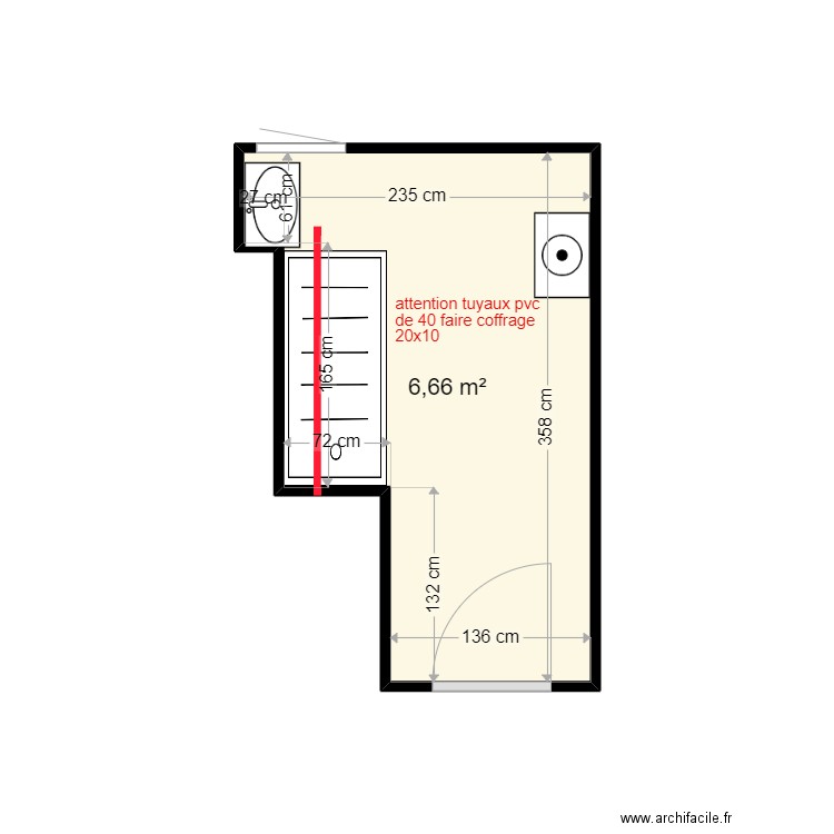 LEVECQUE M THERESE . Plan de 1 pièce et 7 m2