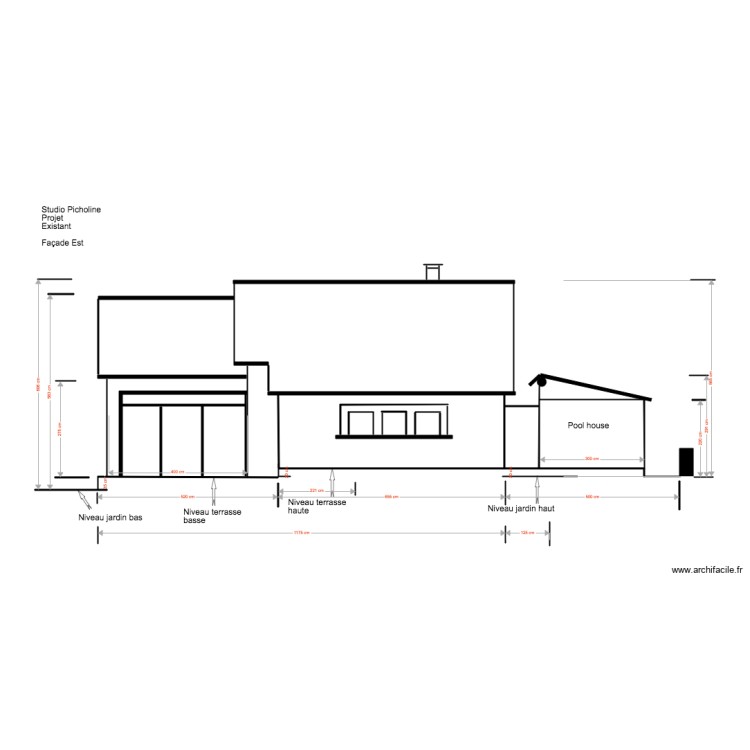 Studio Picholine Projet surr&eacute;l&eacute;vation Fa&ccedil;ade est Existant. Plan de 0 pièce et 0 m2