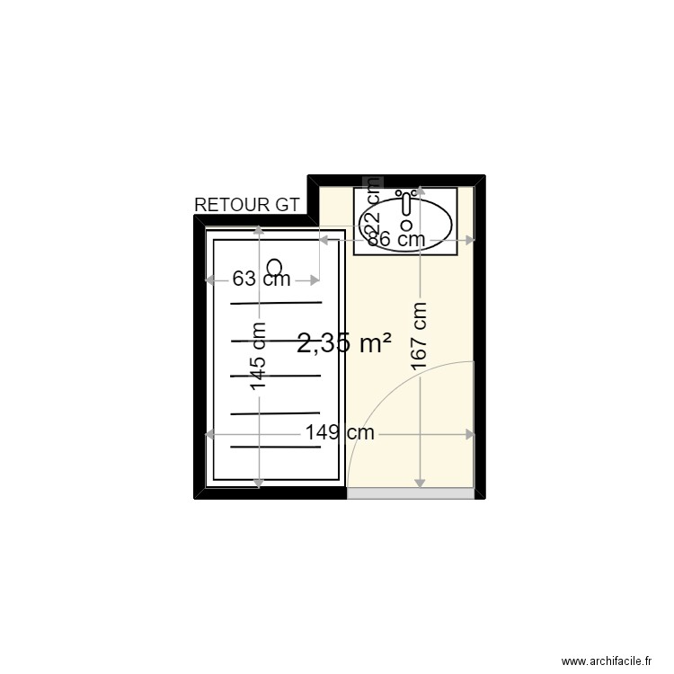 DIDON JACQUELINE . Plan de 1 pièce et 2 m2