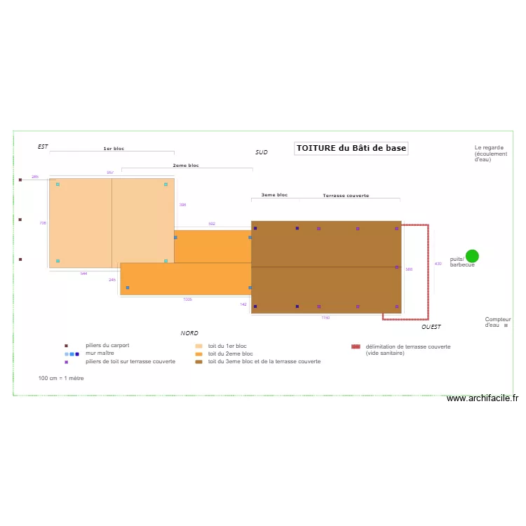 TOITURE du B&acirc;ti de base. Plan de 