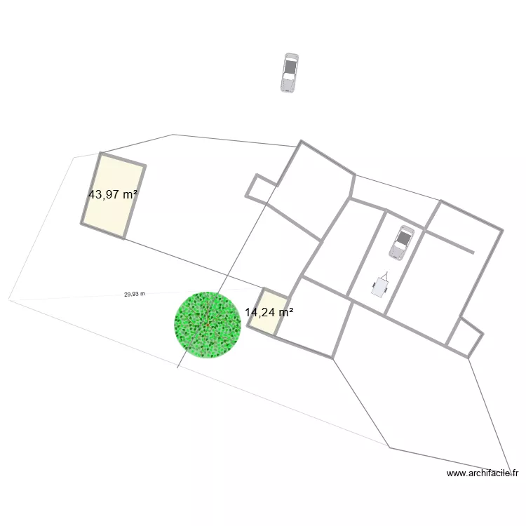 Mayres12. Plan de 2 pièces et 58 m²