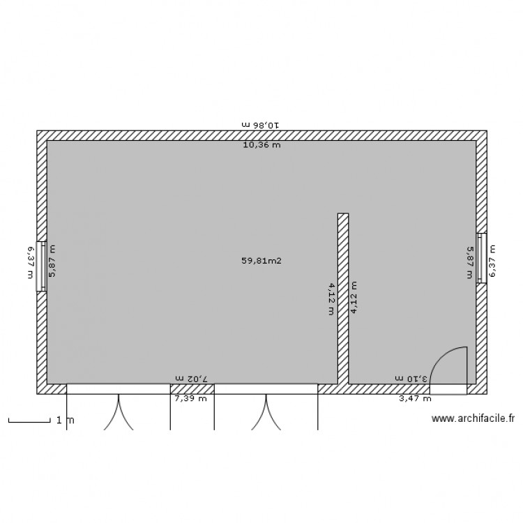 garage 60m2. Plan de 0 pièce et 0 m2