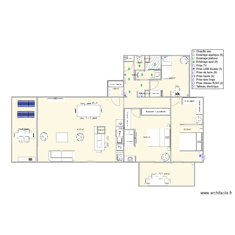 Santa Clara 2 face mer premium8. Plan de 15 pièces et 122 m2