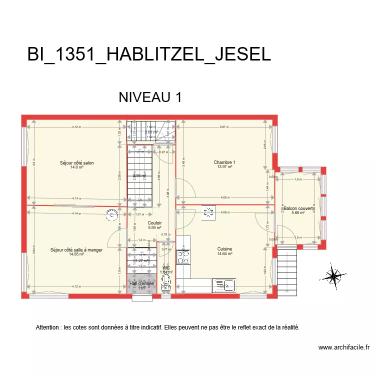BI 1351 HABLITZEL JESEL NIVEAU 1 c&ocirc;t&eacute;. Plan de 