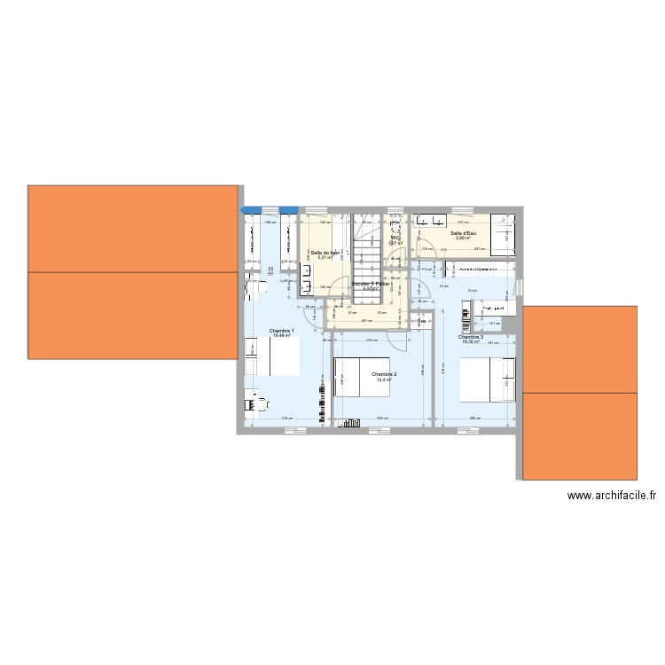 Maison Bastide 140 Escalier droit étage. Plan de 0 pièce et 0 m2