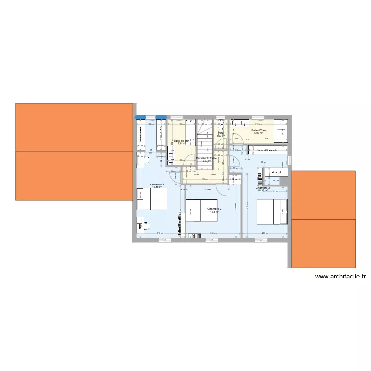 Maison Bastide 140 Escalier droit &eacute;tage. Plan de 