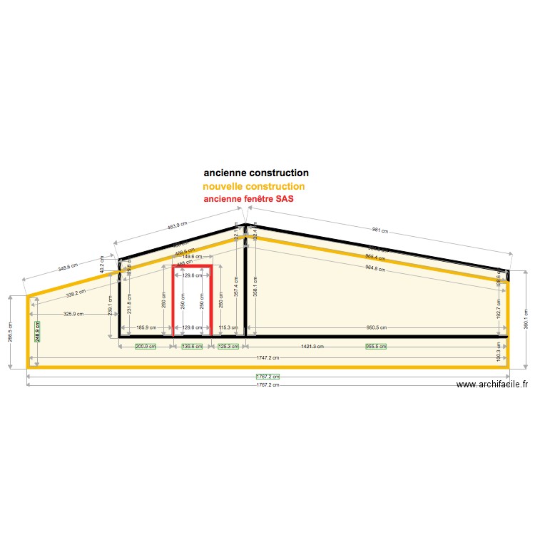 vue côté en surprojection. Plan de 0 pièce et 0 m2