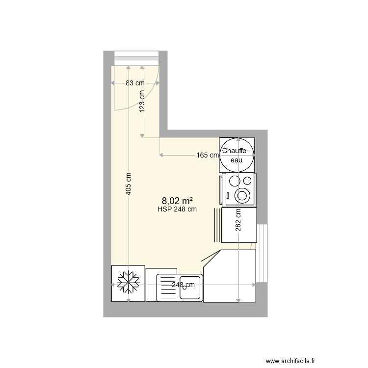 Chessy Cuisine. Plan de 1 pièce et 8 m2