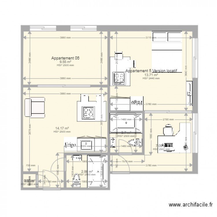 Appartement 05 Version Locatif mm. Plan de 0 pièce et 0 m2