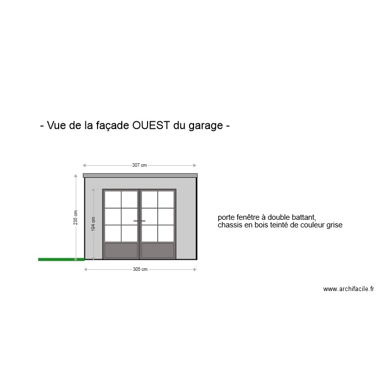 Vue façade OUEST garage. Plan de 0 pièce et 0 m2