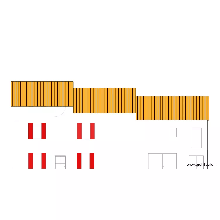 facade sud  nouvelles fen&ecirc;tres. Plan de 