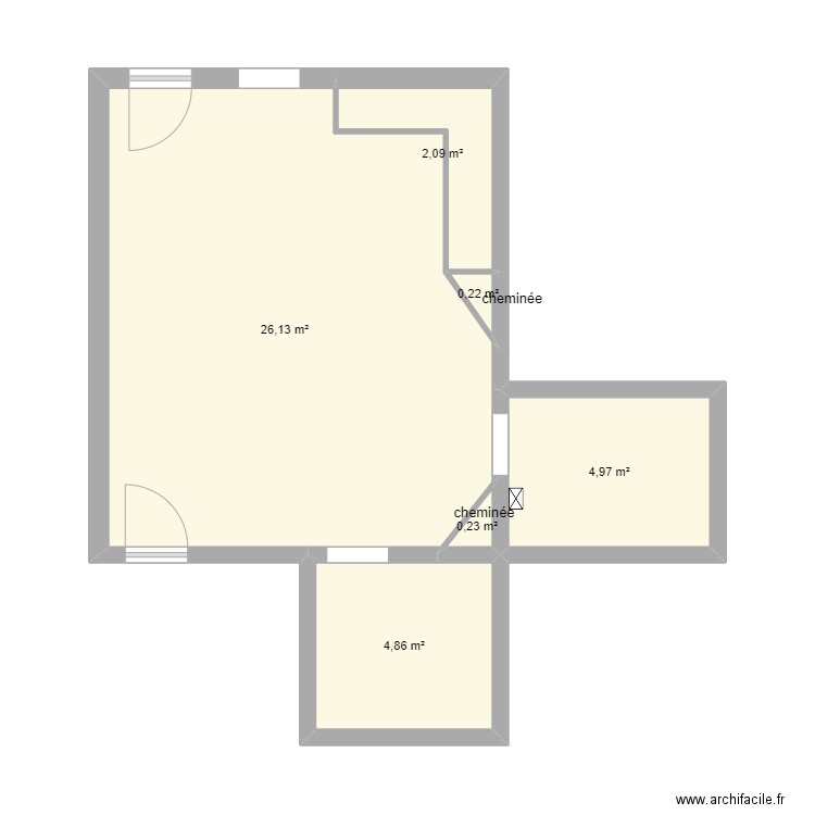 MOCAER. Plan de 6 pièces et 38 m2