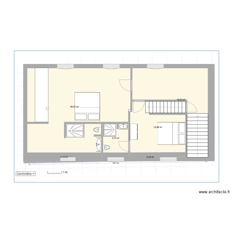 TUILIERE ETAGE 1. Plan de 6 pièces et 77 m2