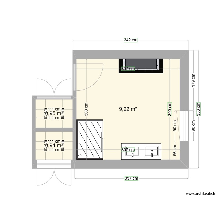sdb étage placards. Plan de 0 pièce et 0 m2