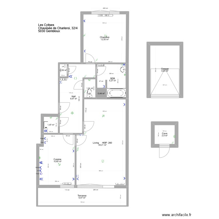 Cytises2. Plan de 12 pièces et 87 m2