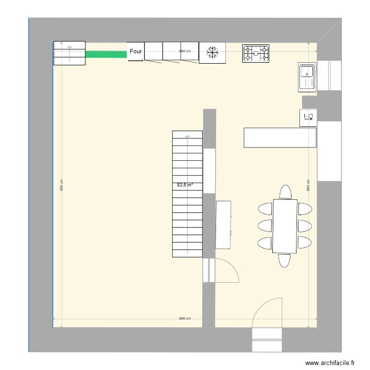 cuisine-Marsanne. Plan de 1 pièce et 84 m2