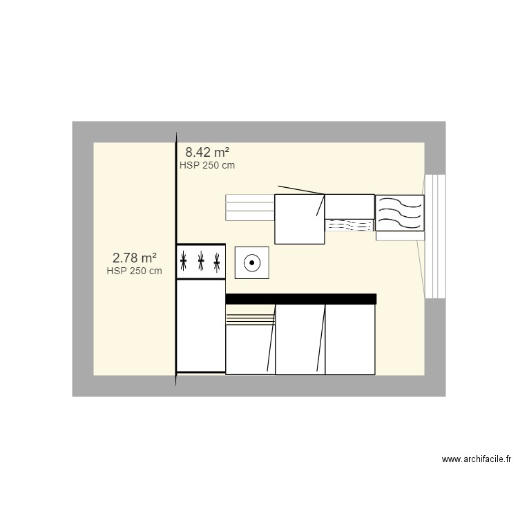 vue de face cuisine 2. Plan de 0 pièce et 0 m2