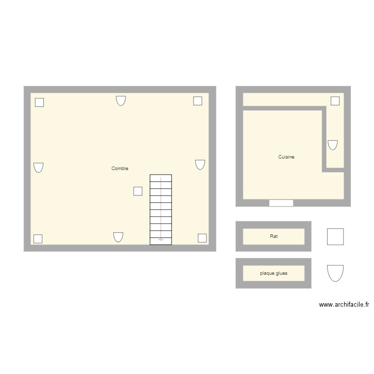 eki toitures. Plan de 5 pièces et 54 m2