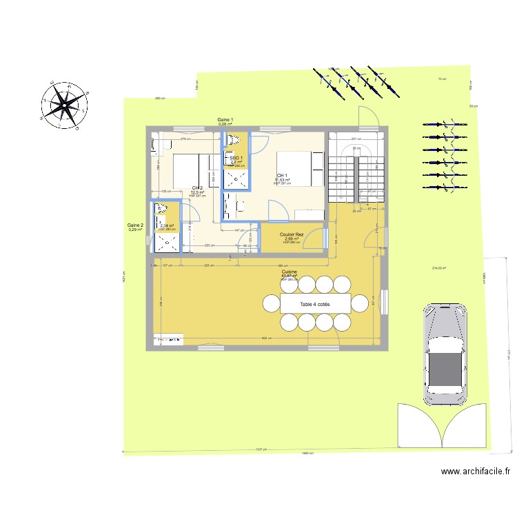 Projet Immeuble V1. Plan de 48 pièces et 367 m2