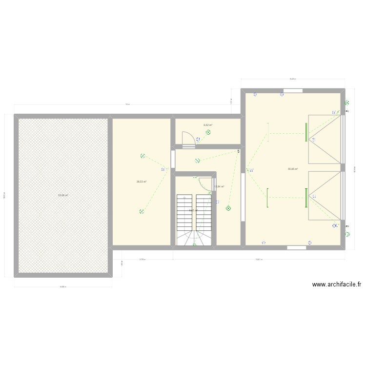 piskorski  sous sol. Plan de 6 pièces et 167 m2