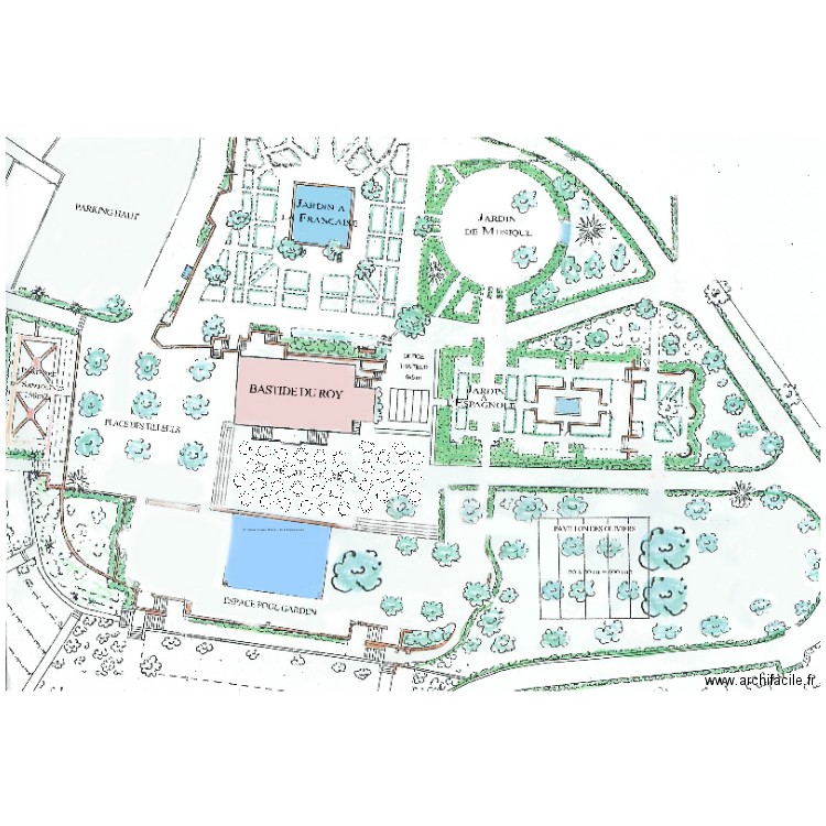 Diner cour avec rond. Plan de 0 pièce et 0 m2