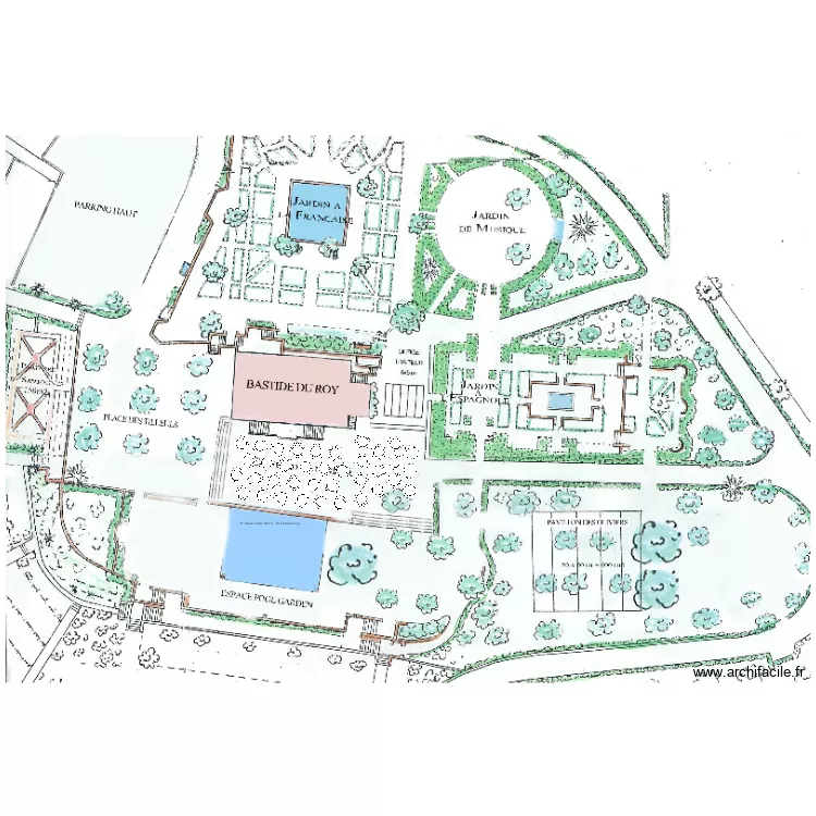 Diner cour avec rond. Plan de 