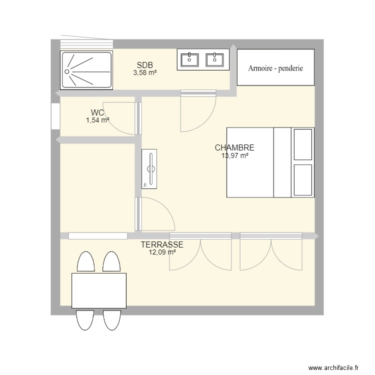 BUNGALOW 2 PAX. Plan de 0 pièce et 0 m2