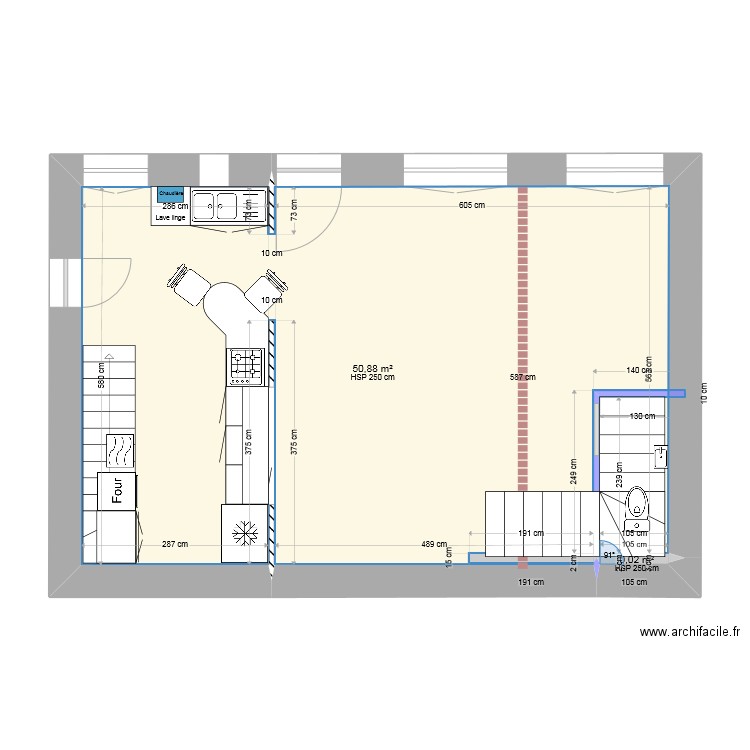 République RC projet 1ter. Plan de 2 pièces et 51 m2