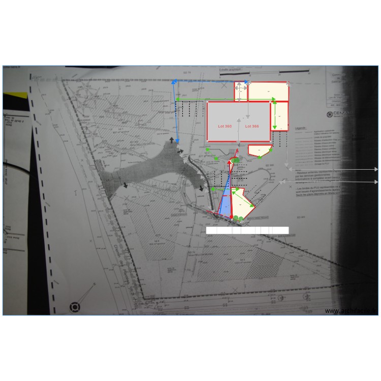 plan bornage lot 366 et 360 dans lotissement ok répartition terrain équitable superficies ext. Plan de 0 pièce et 0 m2