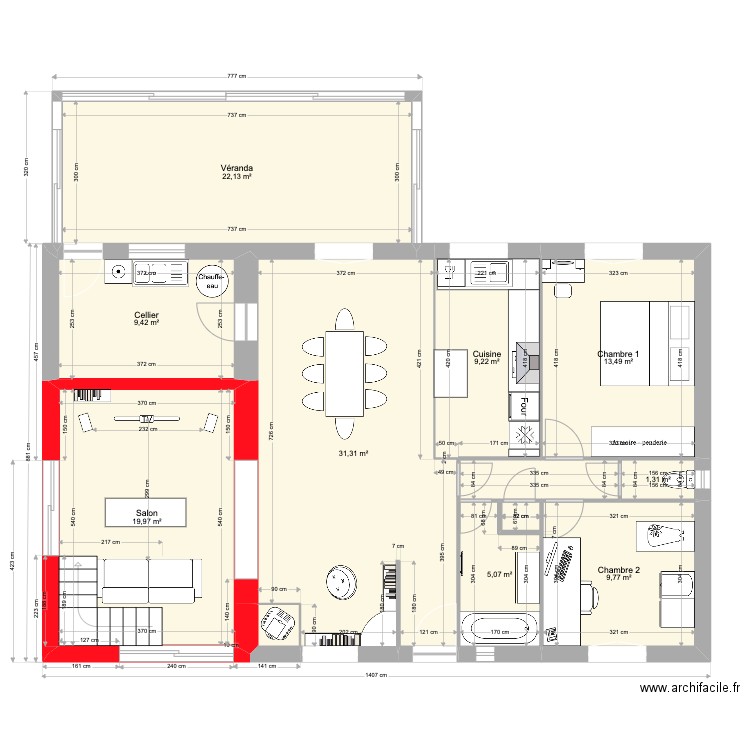 plan surfaces et cotes new 3 meublé. Plan de 11 pièces et 125 m2