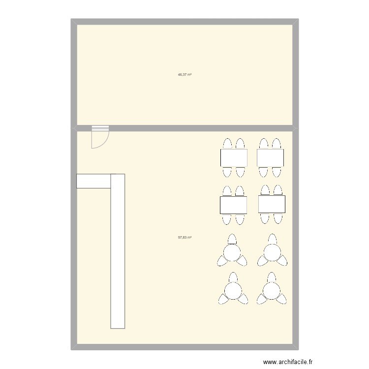 Projet Enzo. Plan de 2 pièces et 144 m2