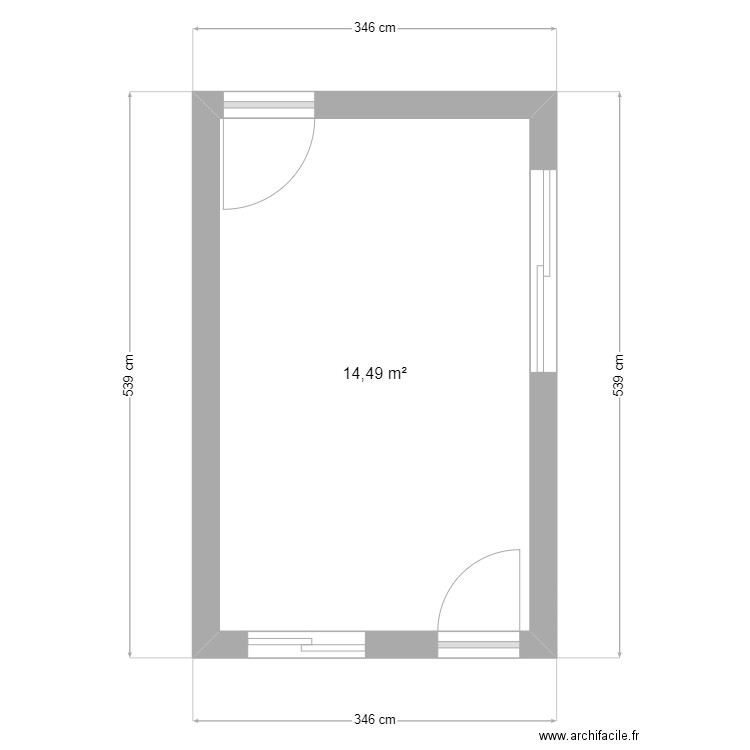 Bureau Lamatou. Plan de 1 pièce et 14 m2