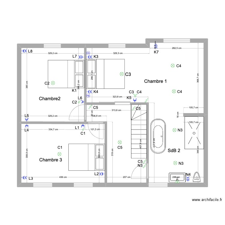 FANFAN 1ER REPARTITION PRO PRIVE. Plan de 4 pièces et 66 m2